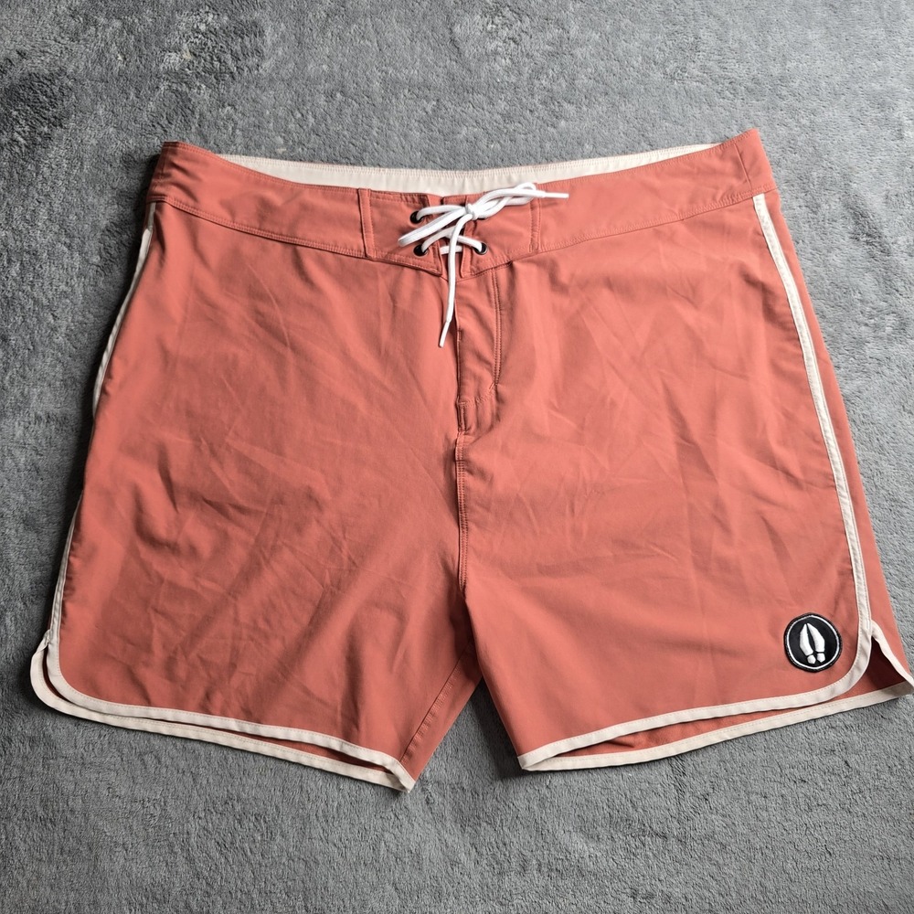 Huckberry Bearded Goat Inland Swim Trunks Mens 38 Coral Solid Beach Resort